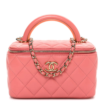 Chanel Lambskin Quilted Small Charming Top Handle Vanity Case With Chain Pink 1 of 11