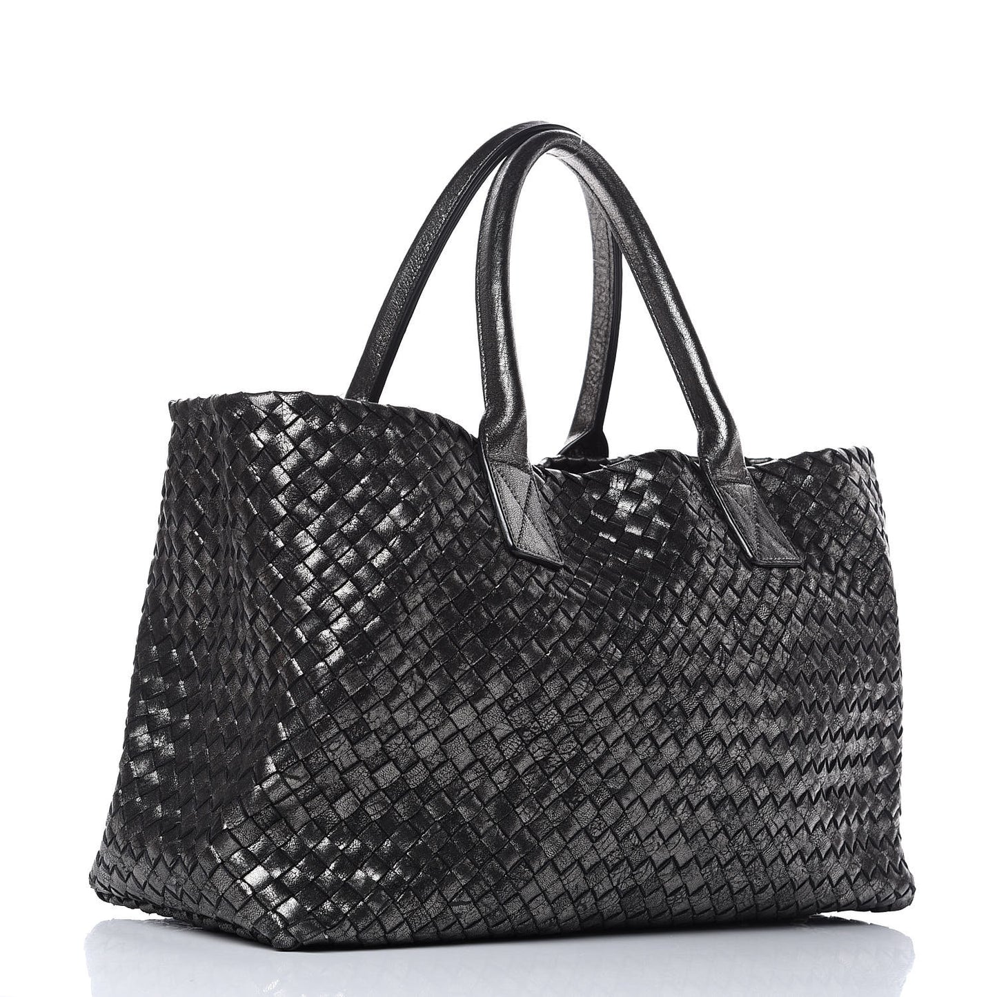 Metallic Nappa Intrecciato Medium Moon Cabat