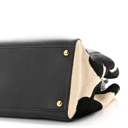 Fendi Vitello Elite Calf Hair Cow Print Regular 2Jours Tote Black White 10 of 10