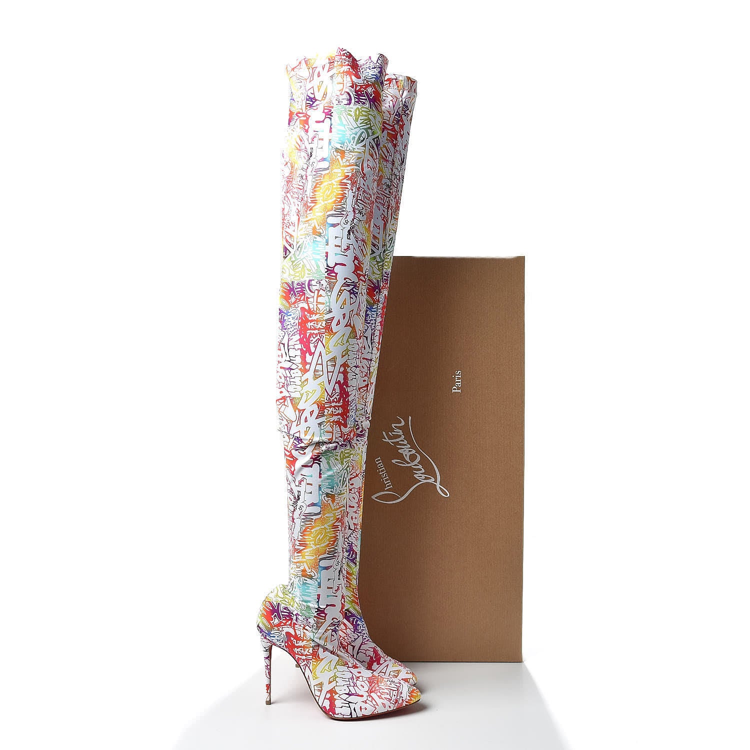 Christian Louboutin Lycra Wallgraf Gravitissima 100 Thigh High Boots 36 Multicolor 7 of 7