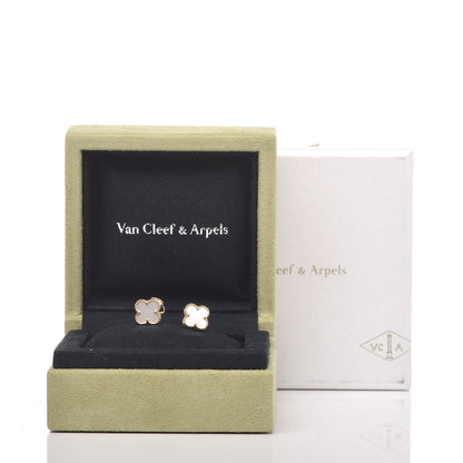 Van Cleef & Arpels 18K Yellow Gold Mother of Pearl Sweet Alhambra Earrings 6 of 6