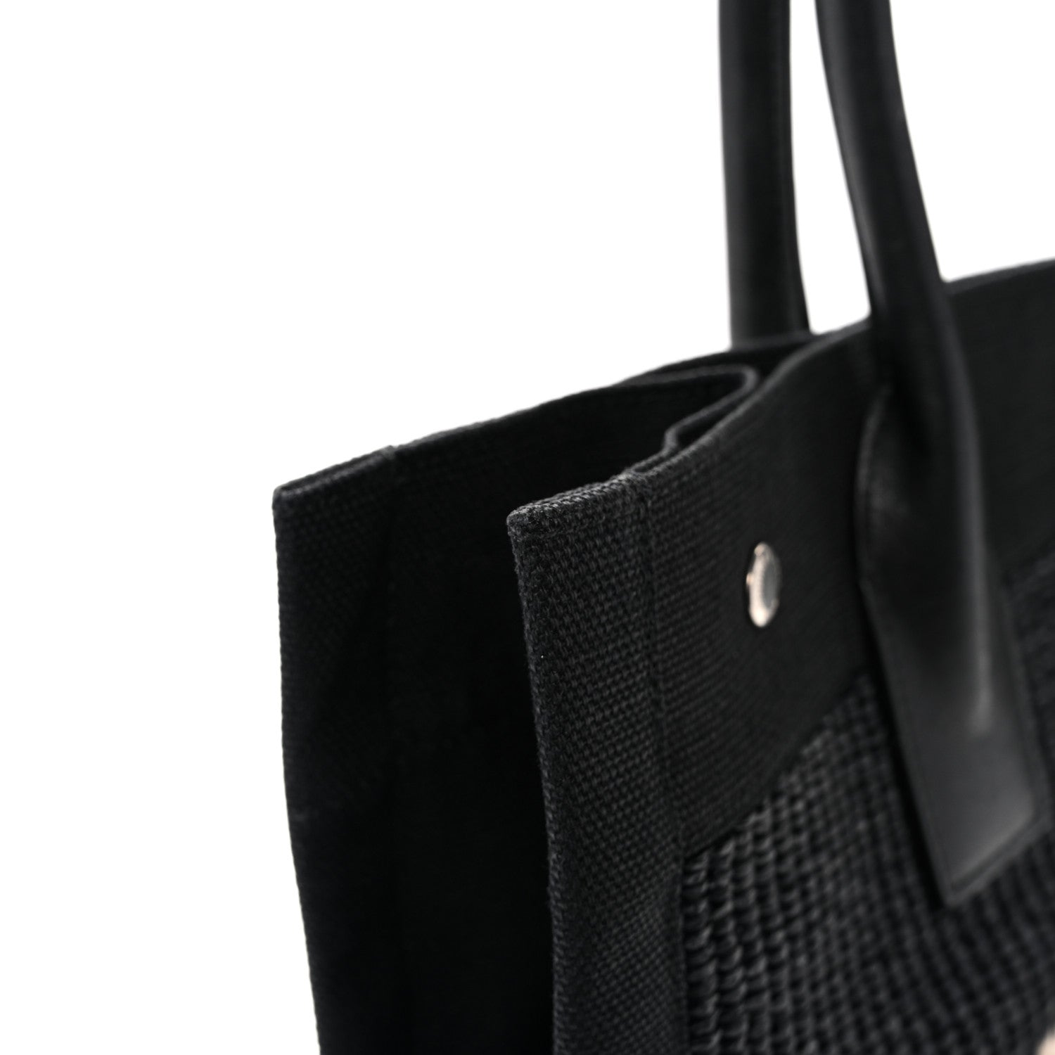 Saint Laurent Raffia Linen Calfskin Small Rive Gauche Tote Black 12 of 14