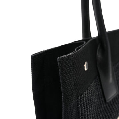 Saint Laurent Raffia Linen Calfskin Small Rive Gauche Tote Black 12 of 14