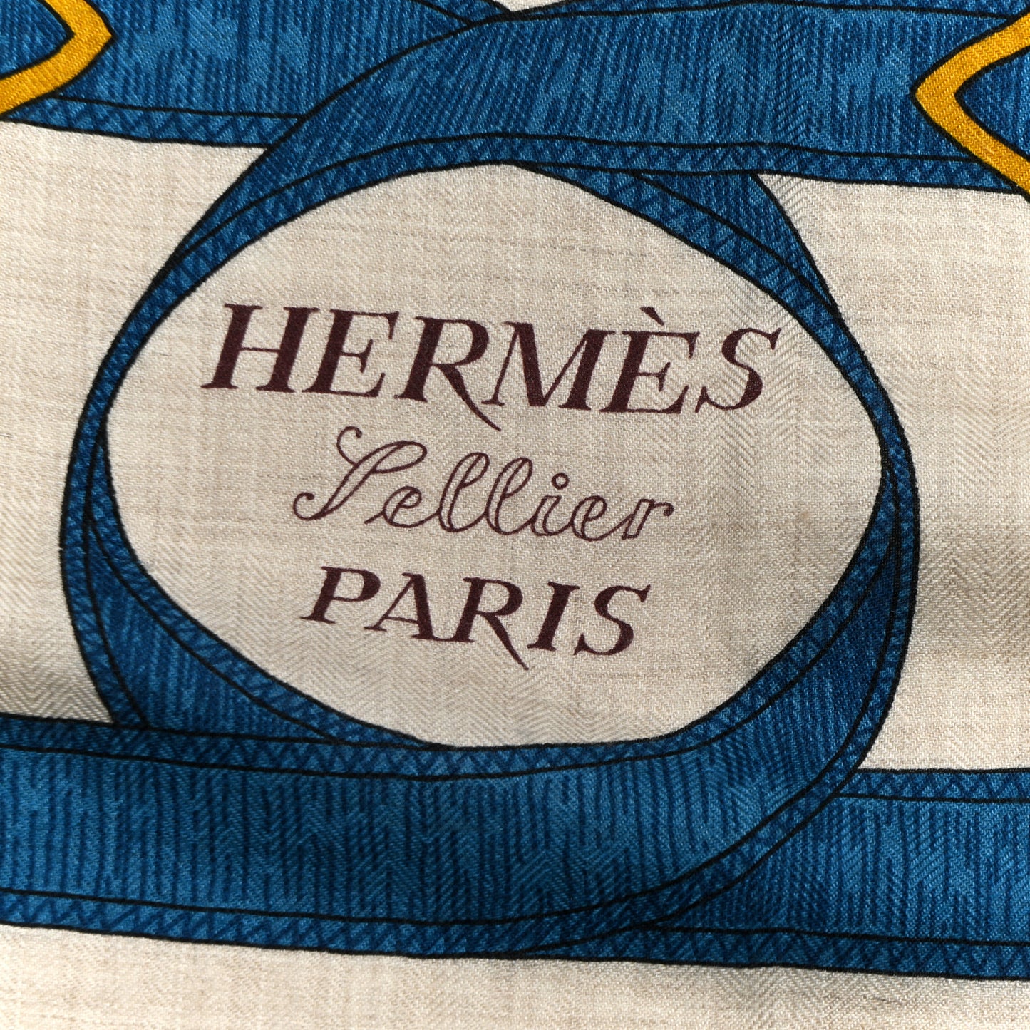 Cashmere Silk Eperon Eperon D'Or Shawl 140 Bleu Cobalt Naturel Vieil Or