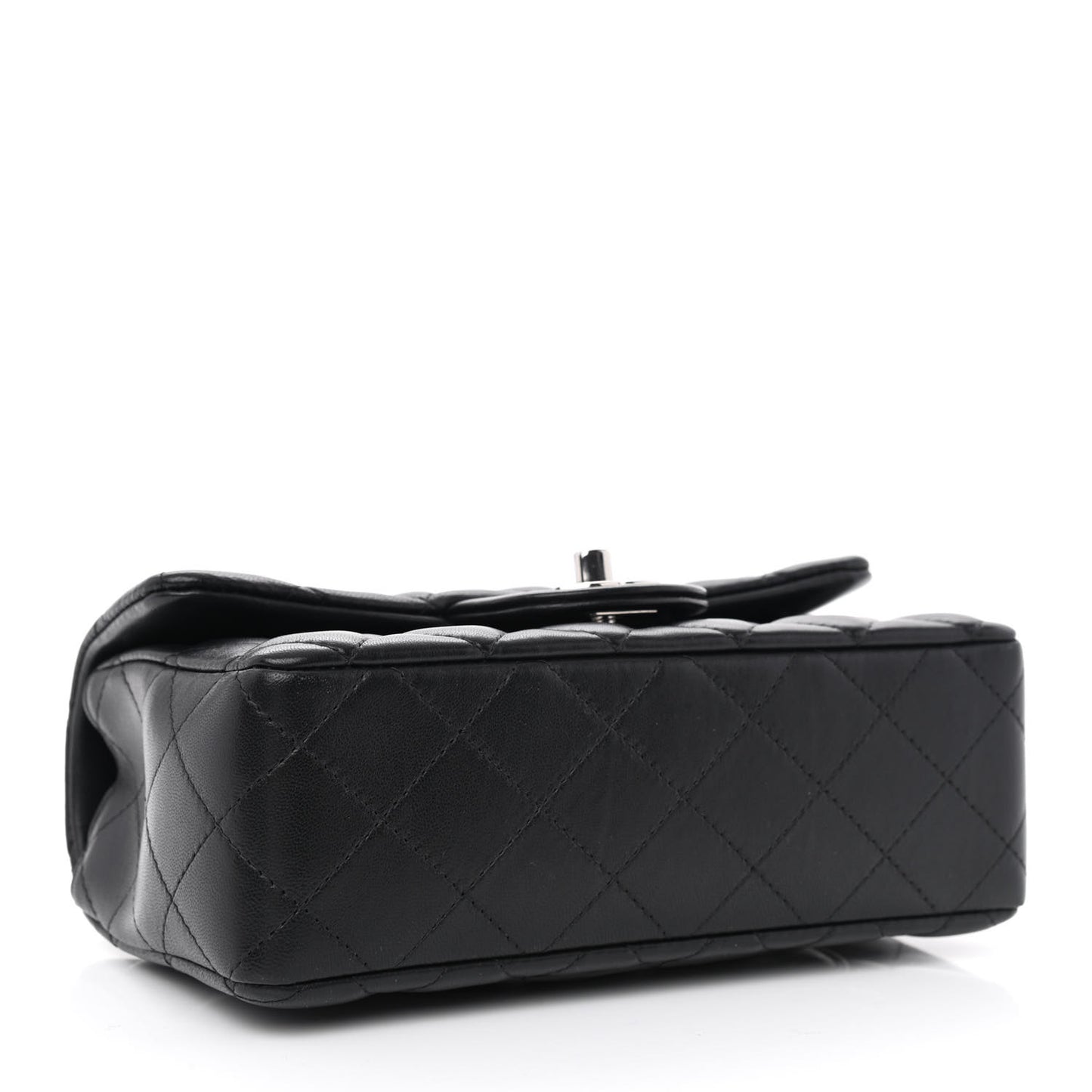 Lambskin Quilted Mini Rectangular Flap Black