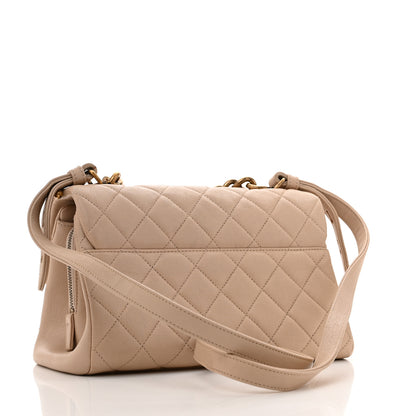 Chanel Shiny Sheepskin Quilted Small Trapezio Flap Beige 3 of 15