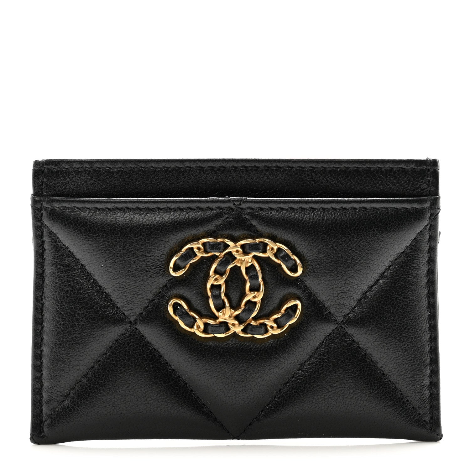 Chanel Lambskin Quilted Chanel 19 Card Holder Black 1 of 9