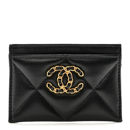 Chanel Lambskin Quilted Chanel 19 Card Holder Black 1 of 9