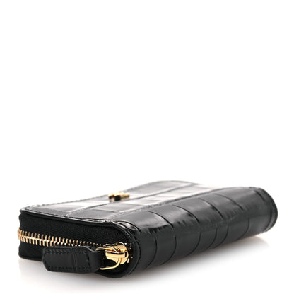 Chanel Calfskin Crocodile Embossed Crococo Zip Coin Purse Black 4 of 8