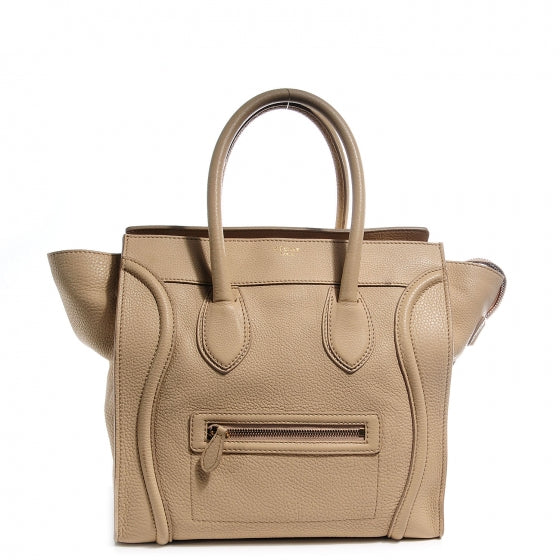 Pebbled Leather Mini Luggage Cream