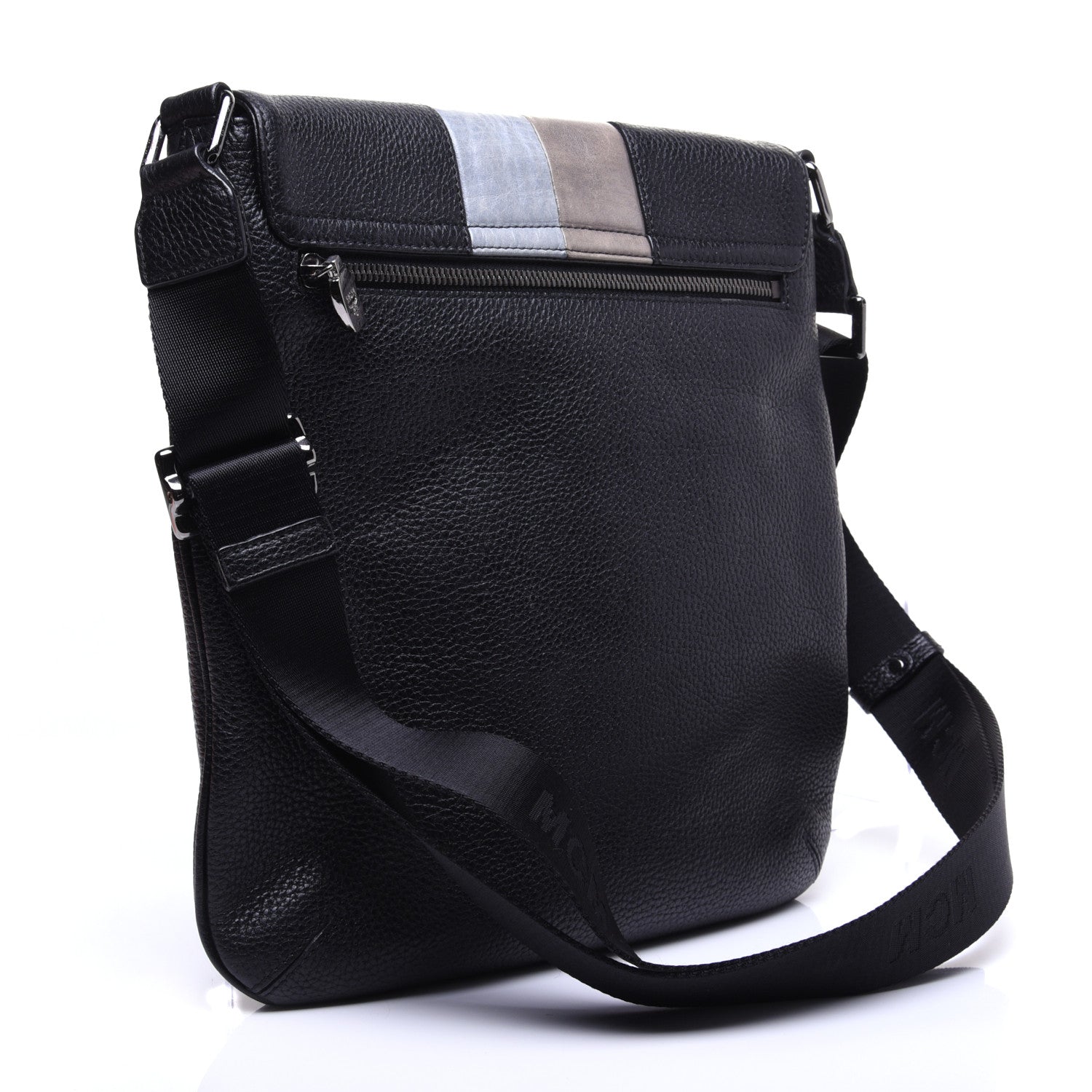 MCM Calfskin Munich Lion Messenger Black 2 of 13