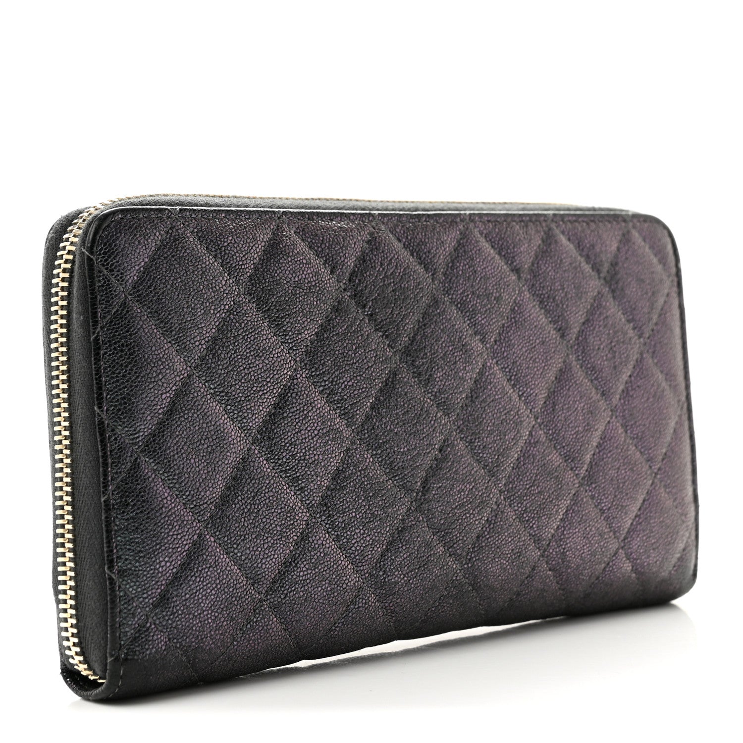 Chanel Iridescent Caviar Quilted Large Zip Around Organizer Wallet Black 3 of 12
