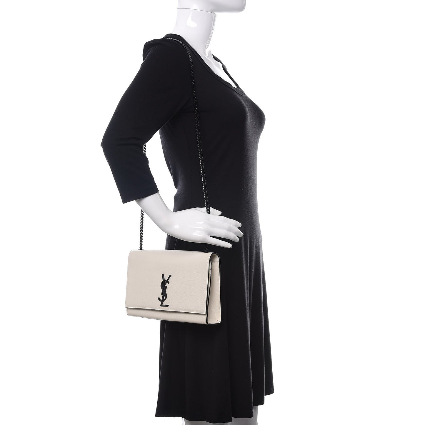 Grain De Poudre Medium Classic Monogram Kate Satchel Porcellana Black
