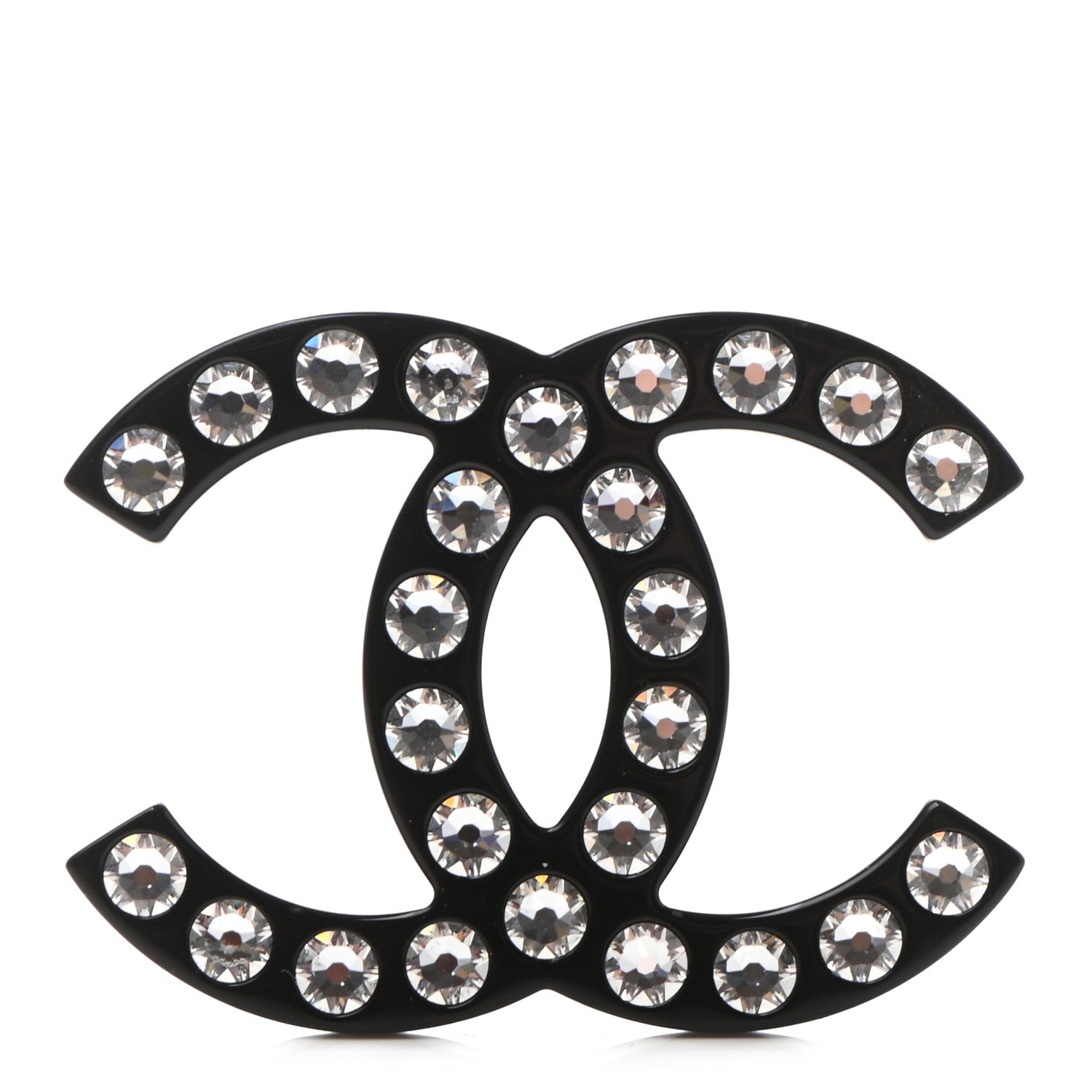 Chanel Resin Crystal CC Brooch Black 1 of 4