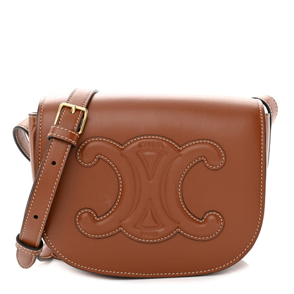 Celine Smooth Calfskin Cuir Triomphe Folco Crossbody Bag Tan 1 of 11