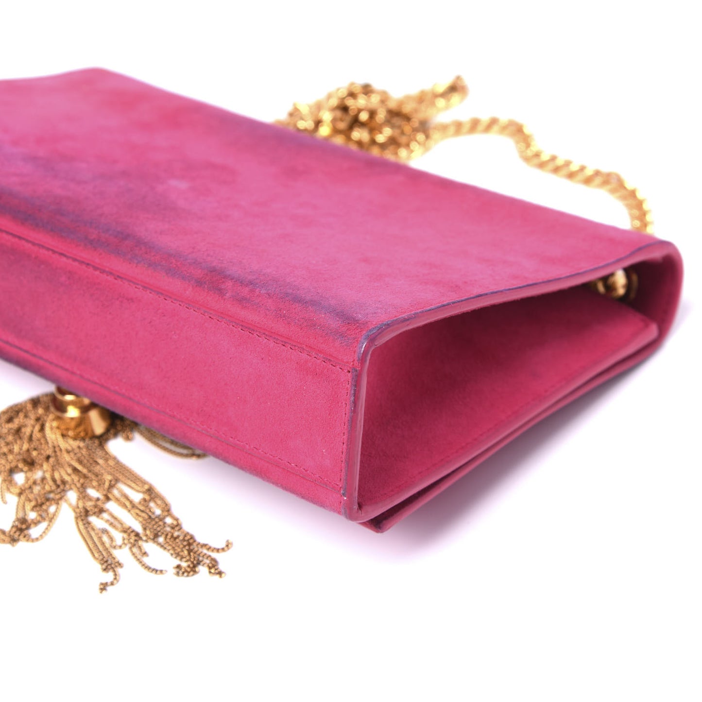 Suede Medium Monogram Kate Tassel Shoulder Bag Lipstick Fuchsia