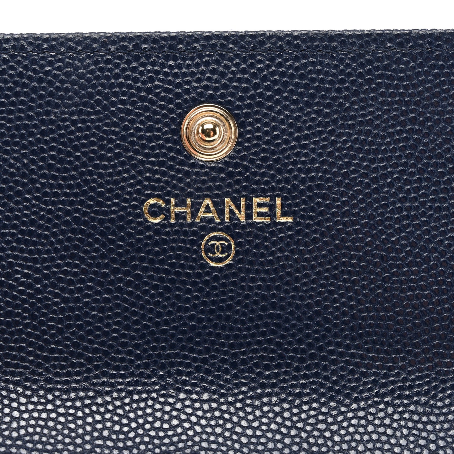 Caviar Quilted Crystal Long Flap Wallet Navy Blue