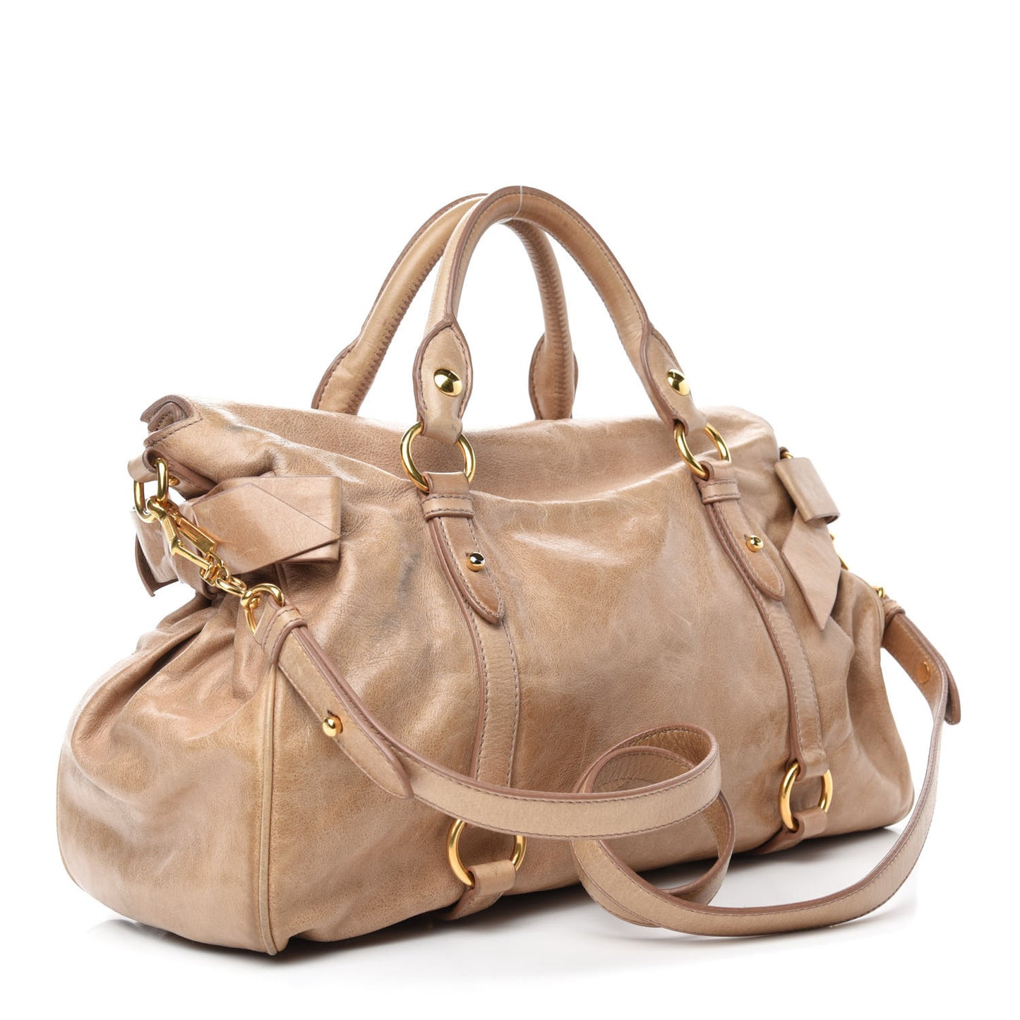 Vitello Lux Medium Bow Bag Cammeo