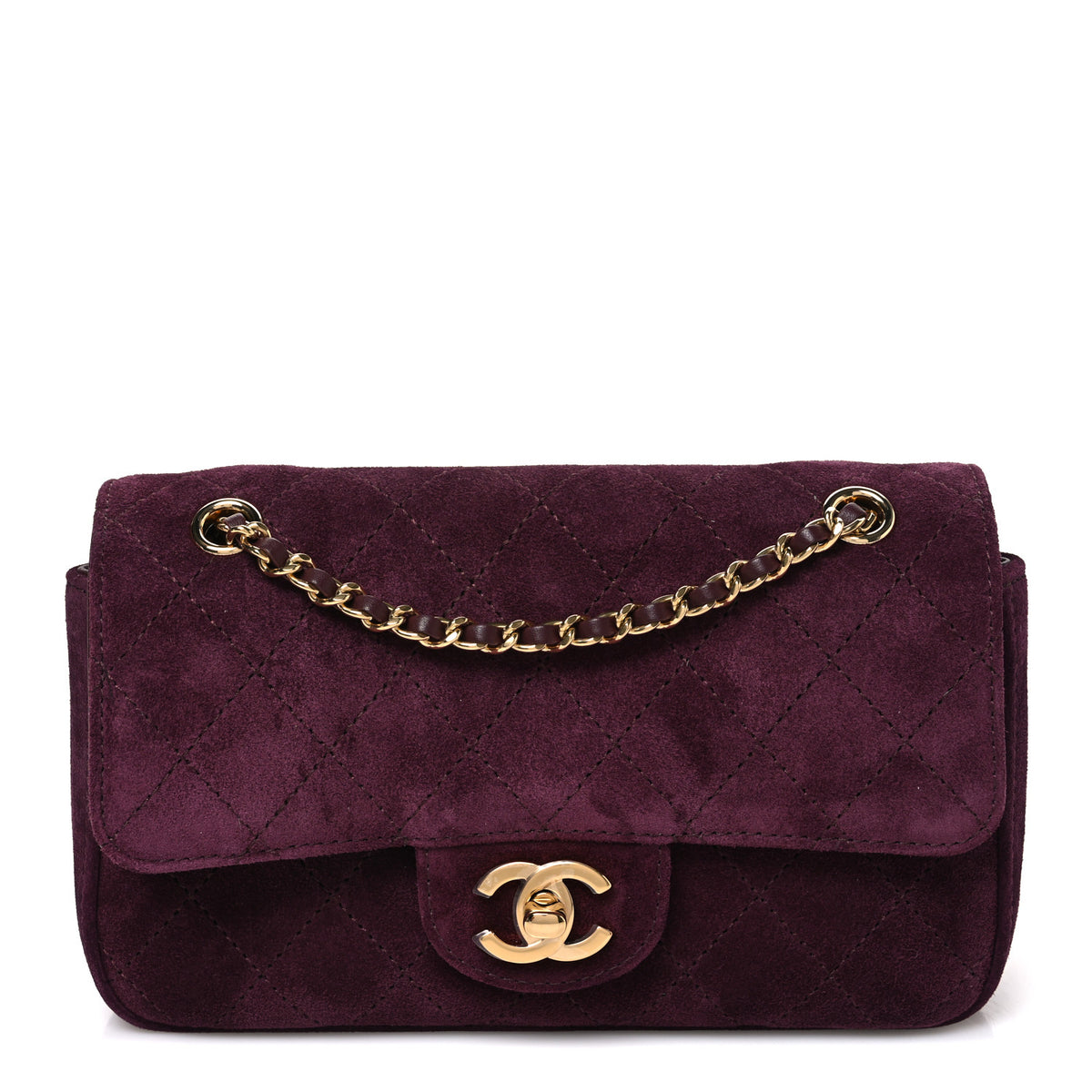 Suede Calfskin Mini Souplissimo Flap Burgundy