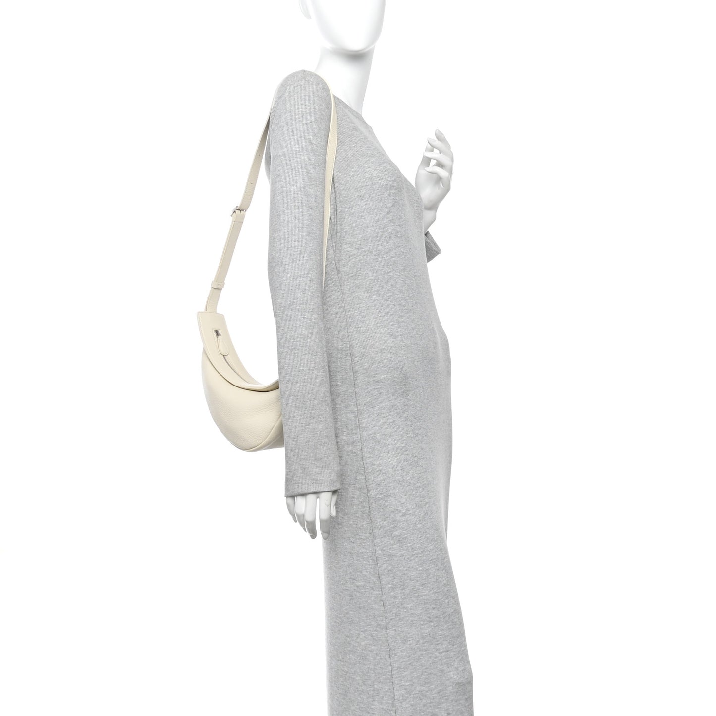 Grained Calfskin Small Slouchy Banana Bag Ivory