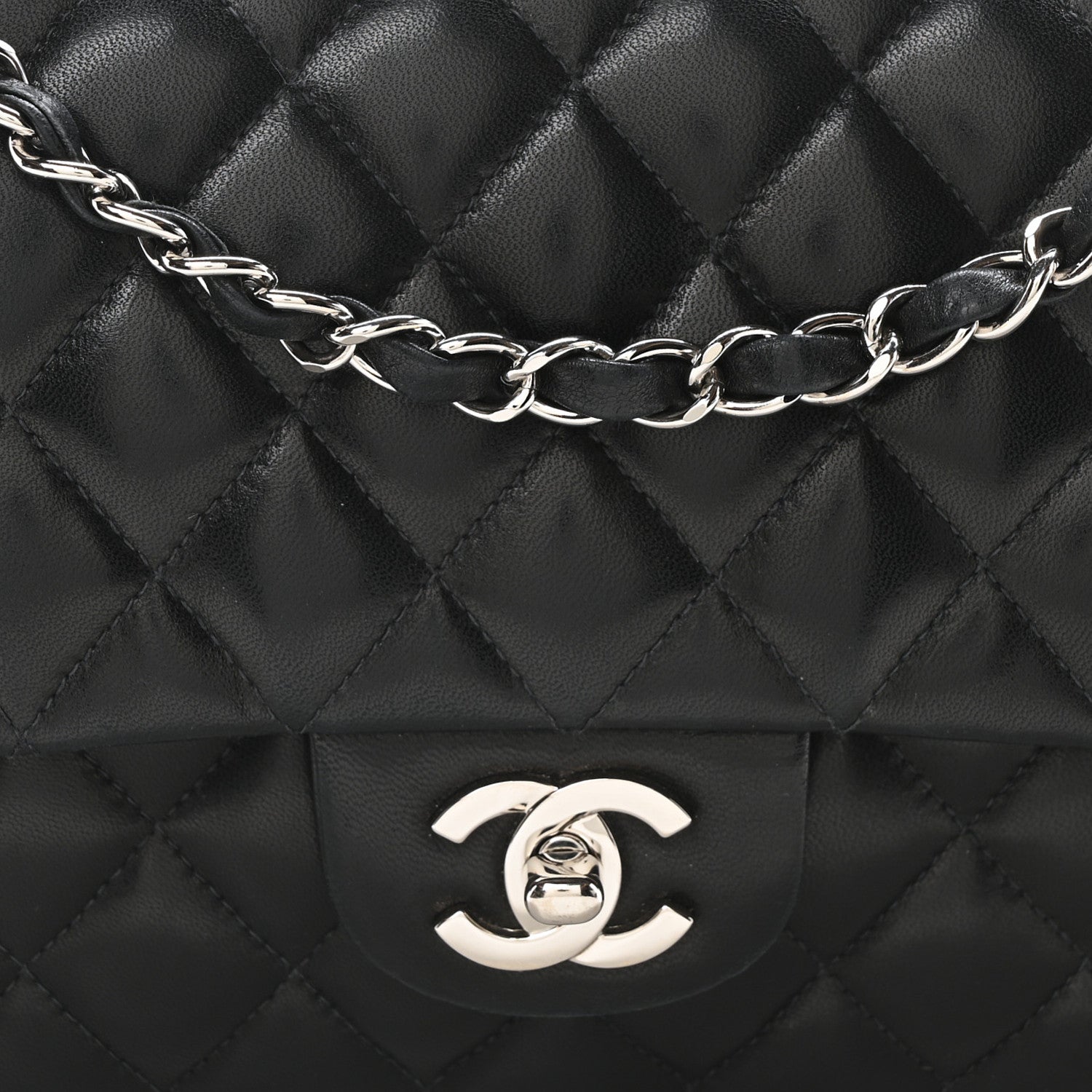 Chanel Lambskin Quilted Medium Double Flap Black 8 of 10