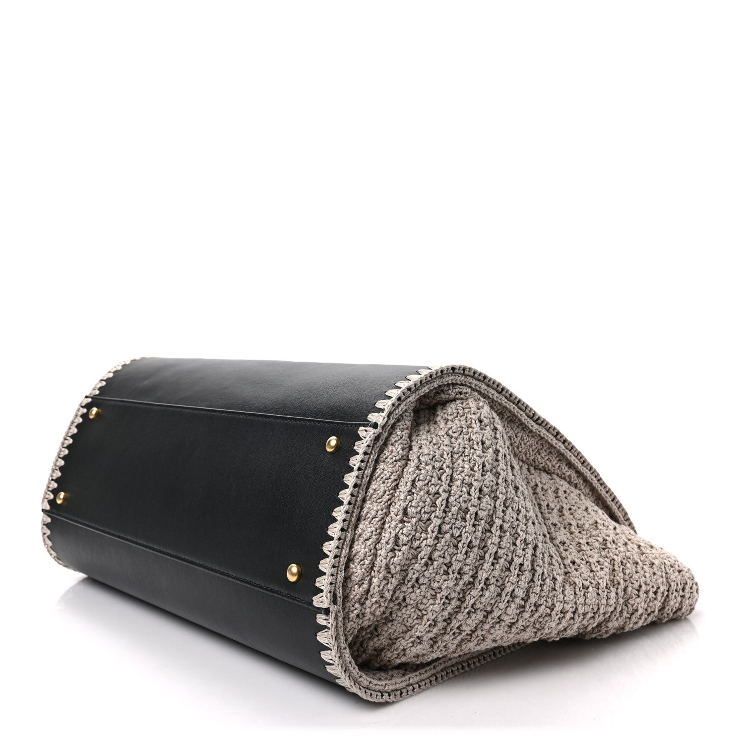 Chanel Calfskin Knit Medium Deauville Tote Black Beige 7 of 8