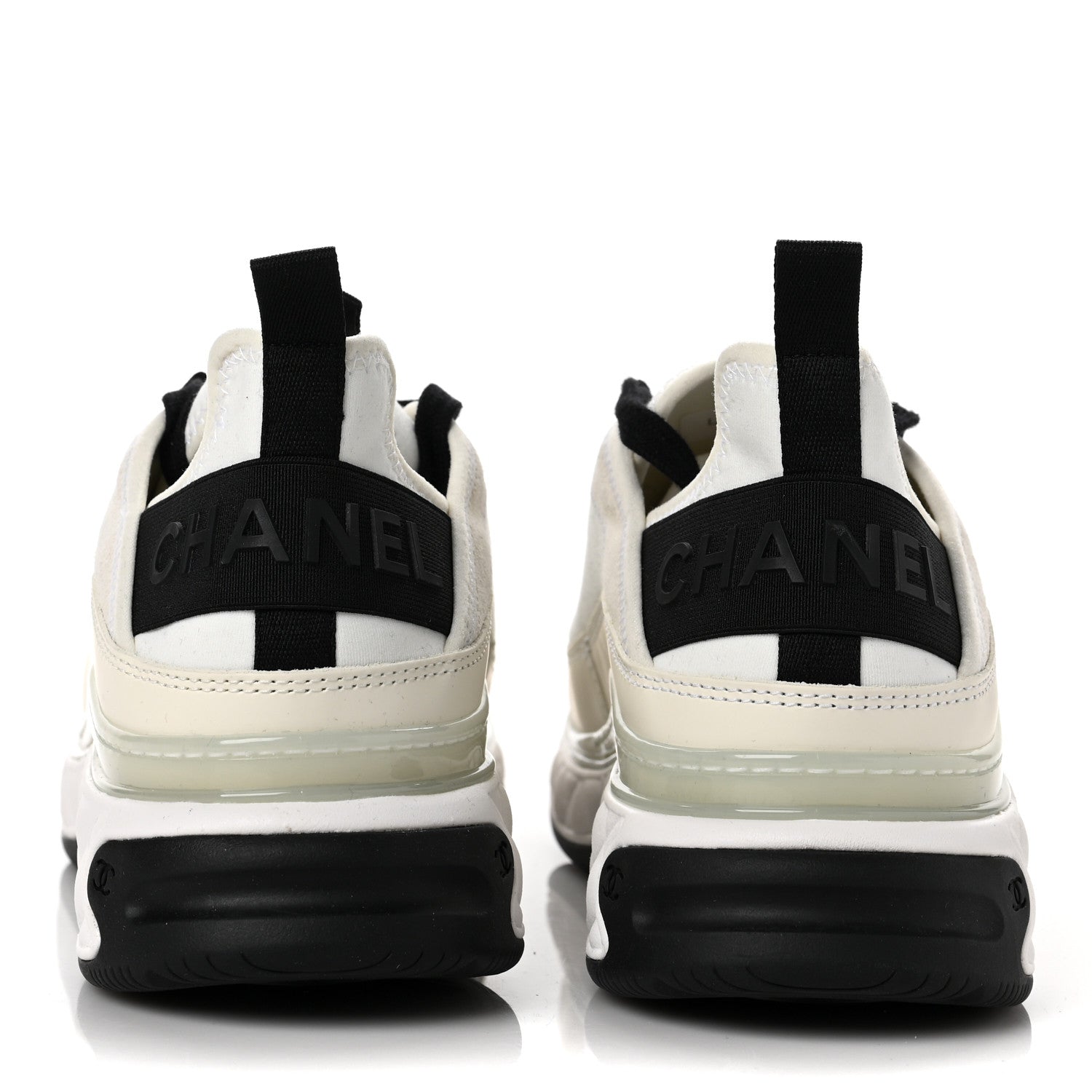 Chanel Velvet Calfskin Mixed Fibers CC Sneakers 39 Ivory Black 5 of 7