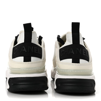 Chanel Velvet Calfskin Mixed Fibers CC Sneakers 39 Ivory Black 5 of 7