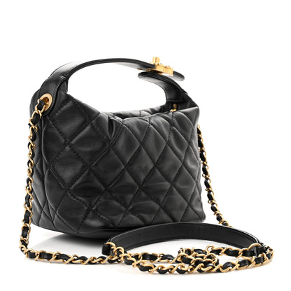 Chanel Lambskin Quilted Small Perfect Meeting Hobo Black 3 of 10