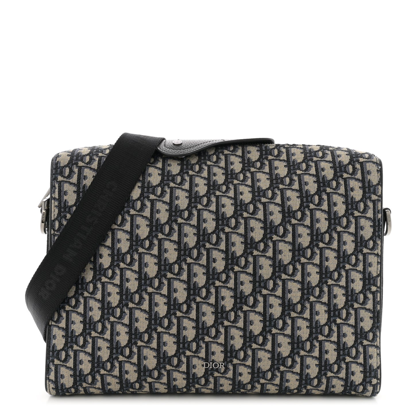 Oblique Jacquard Grained Calfskin Lingot Pouch Beige Black