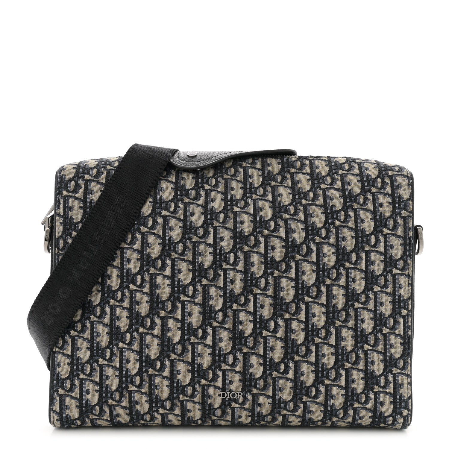 Christian Dior Oblique Jacquard Grained Calfskin Lingot Pouch Beige Black 1 of 9