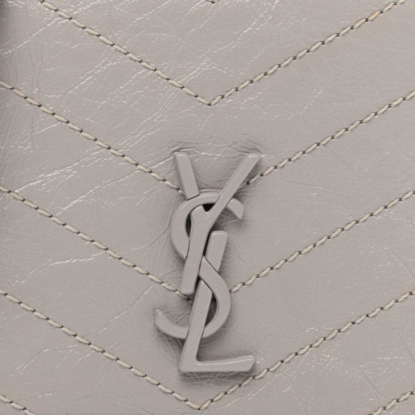 Crinkled Calfskin Matelasse Monogram Niki Chain Wallet Granite