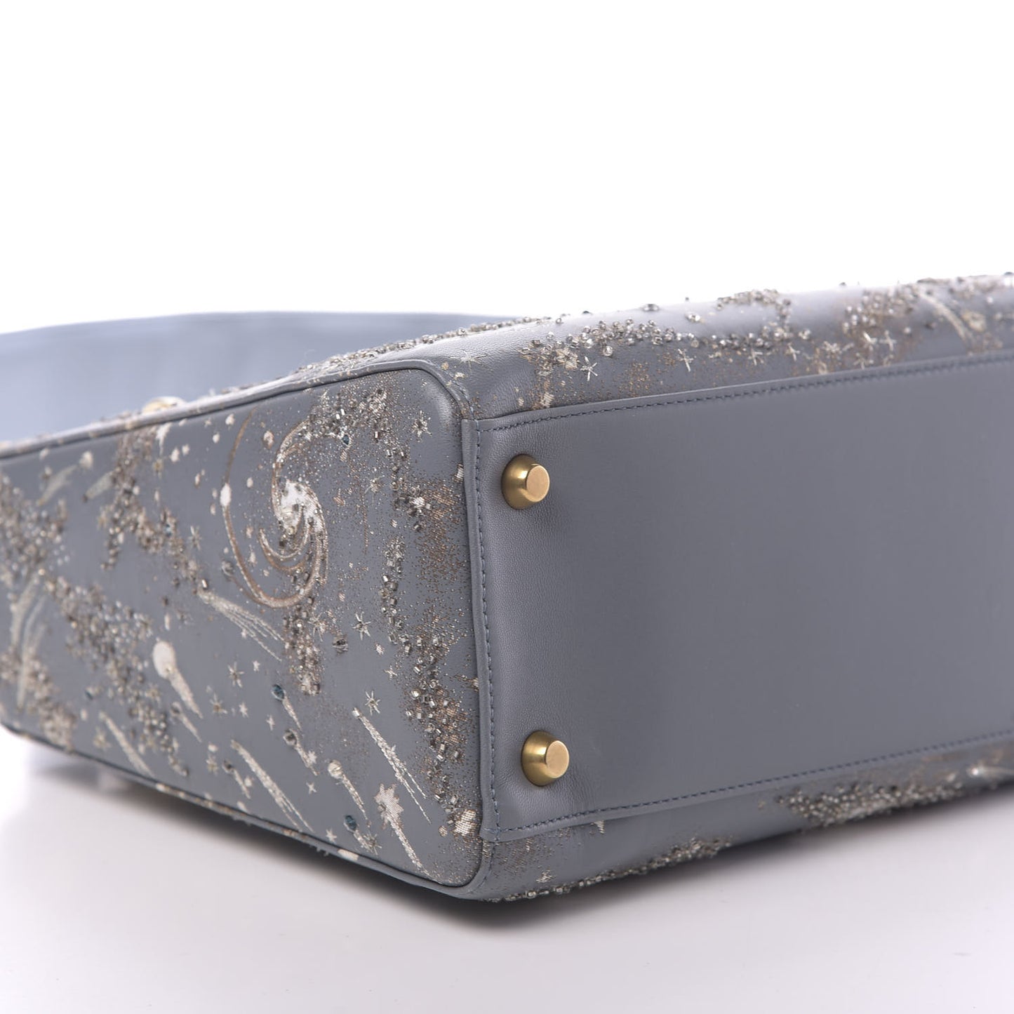 Smooth Calfskin Embroidered I Feel Blue Medium Lady Dior