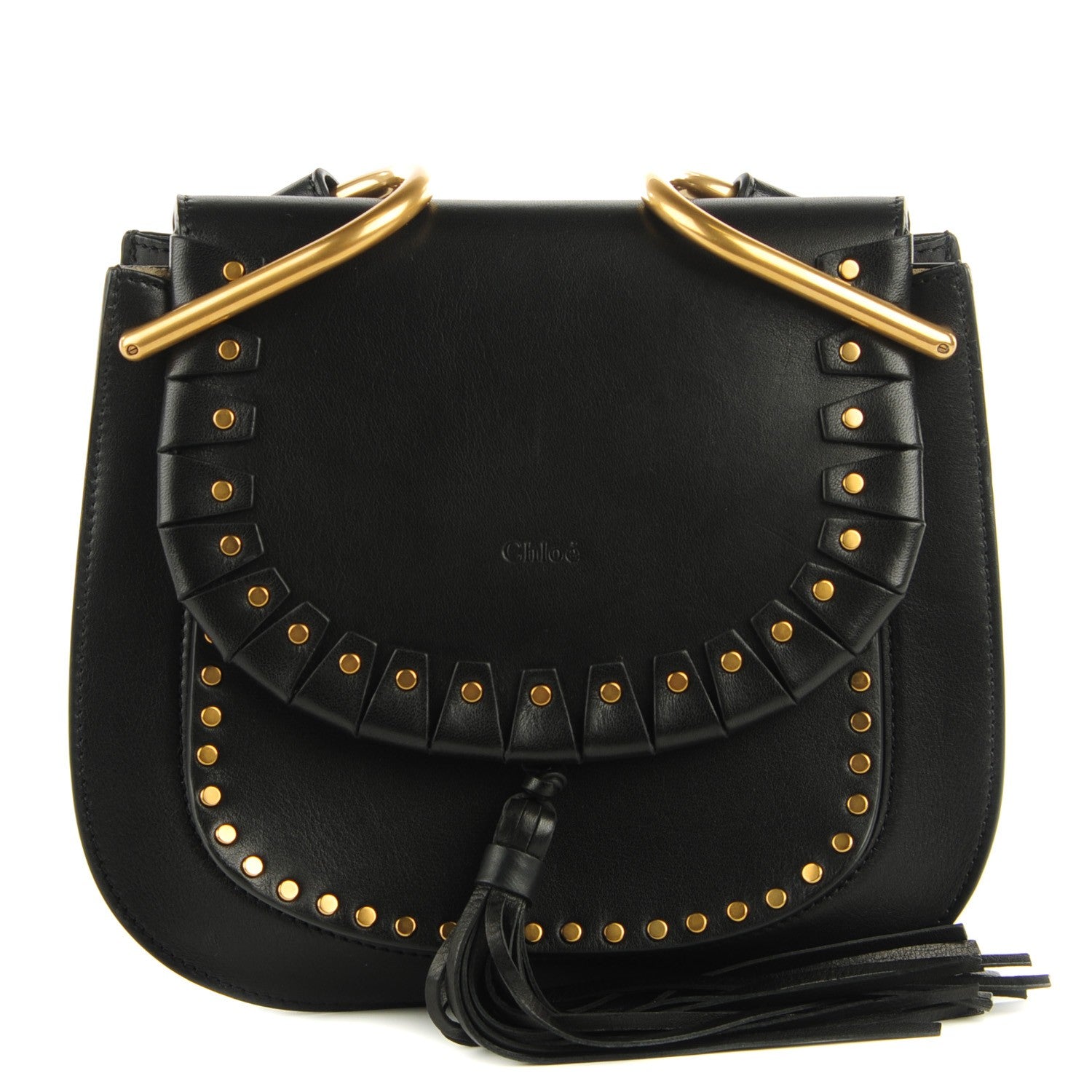 Chloe Calfskin Studded Small Hudson Shoulder Bag Black 1 of 8
