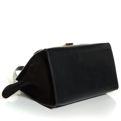 Celine Crocodile Embossed Calfskin Medium Trapeze Black 4 of 9