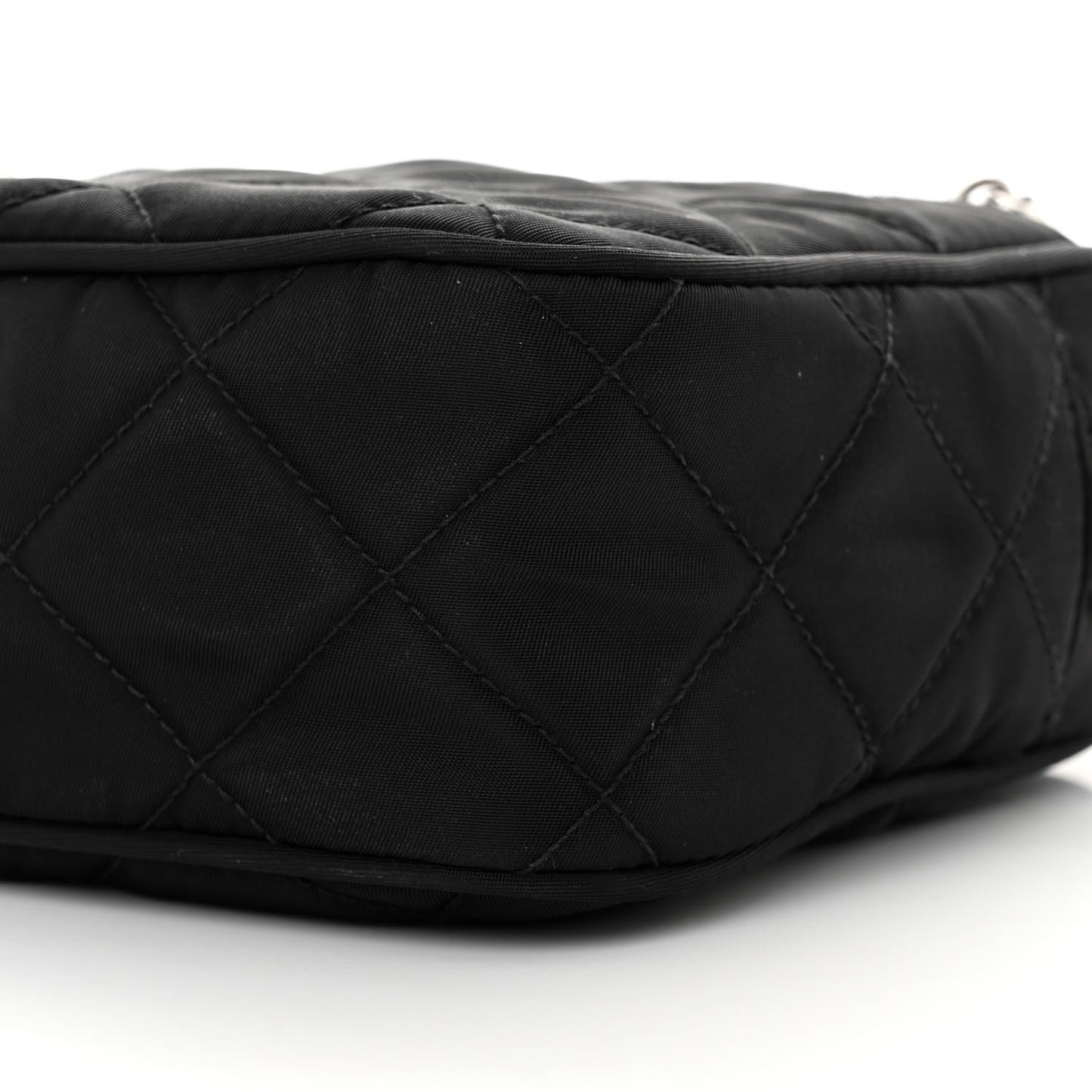 Nylon Tessuto Impuntu Quilted Bandoliera Crossbody Bag Black