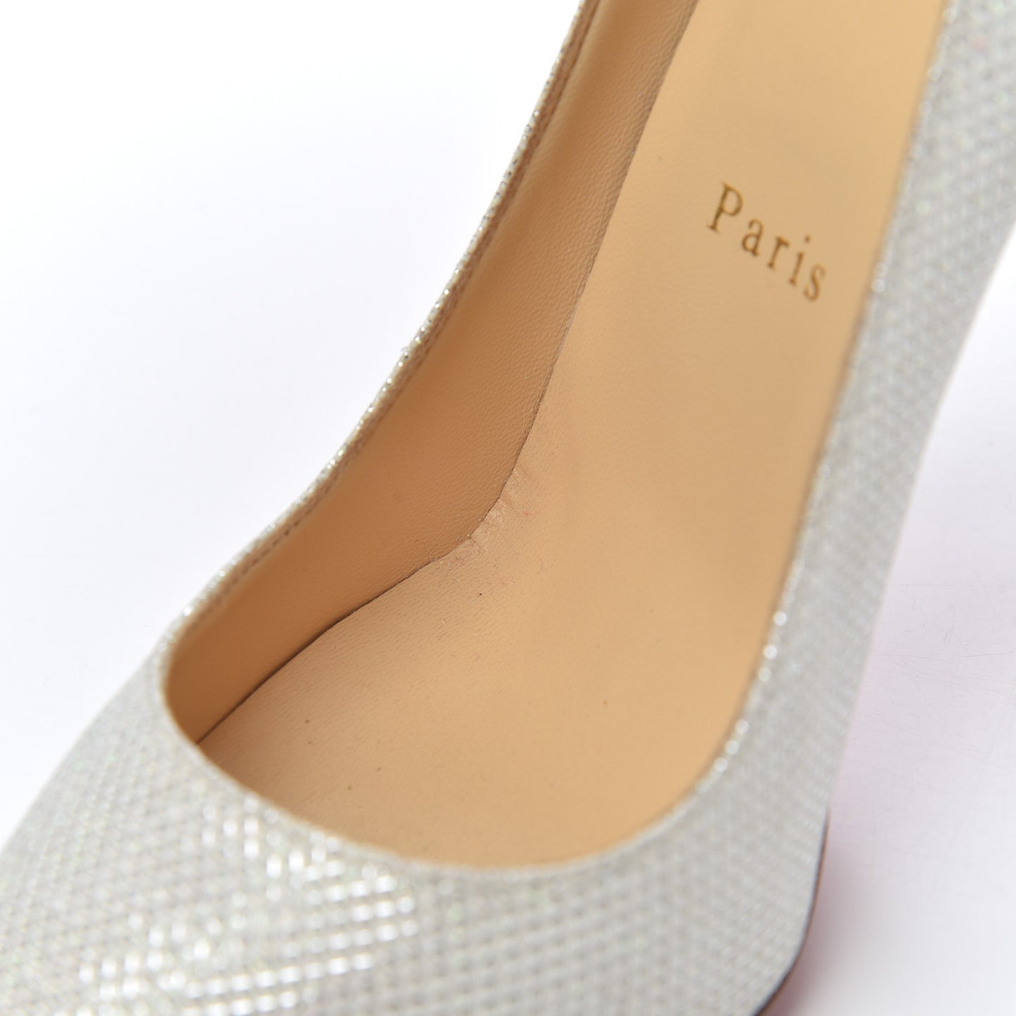 Metallic Canvas Peep Toe Pumps 37.5 White