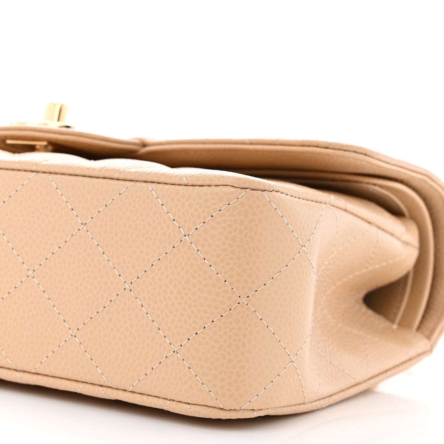 Caviar Quilted Small Double Flap Beige