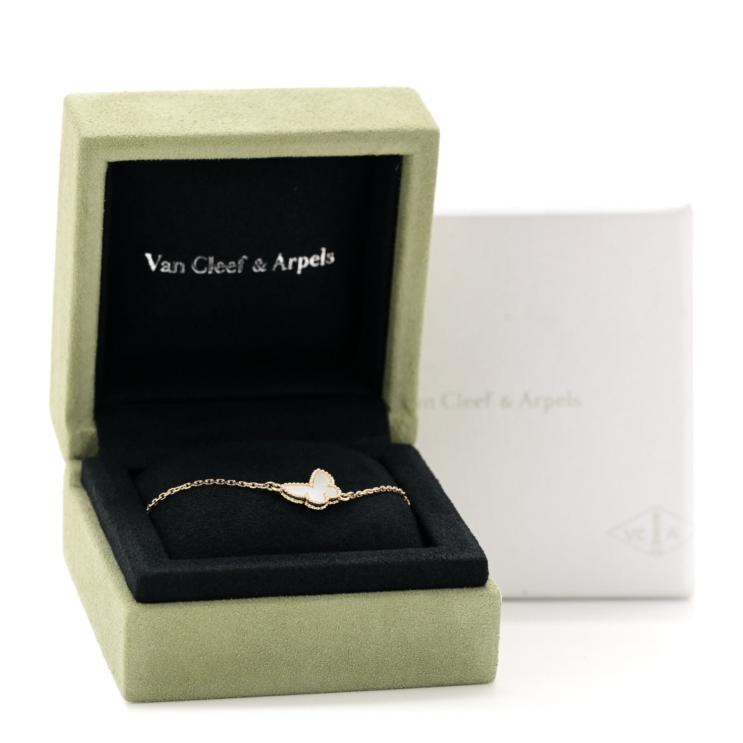 Van Cleef & Arpels 18K Yellow Gold Mother of Pearl Sweet Alhambra Butterfly Bracelet 5 of 5