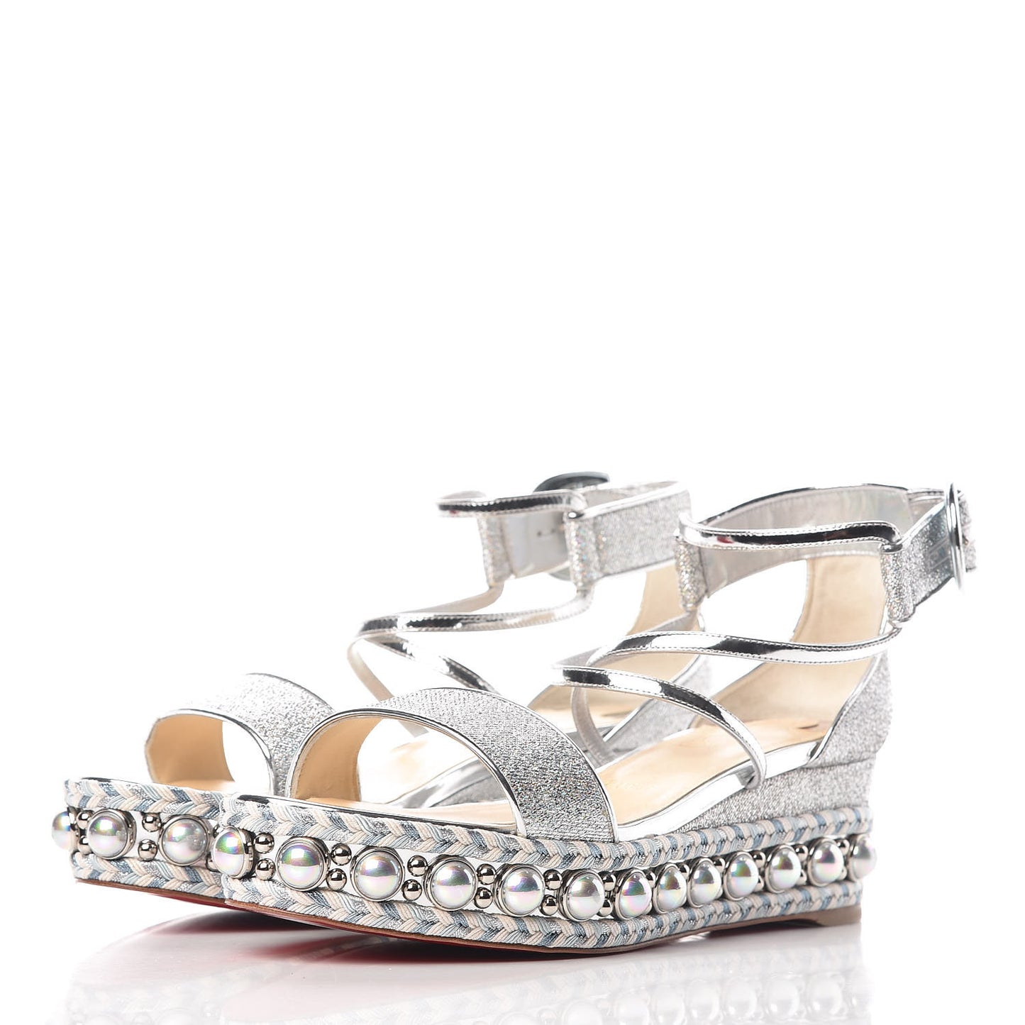 Crepe Satin Specchio Lurex Chocazeppa 60 Platform Sandals 38 Silver