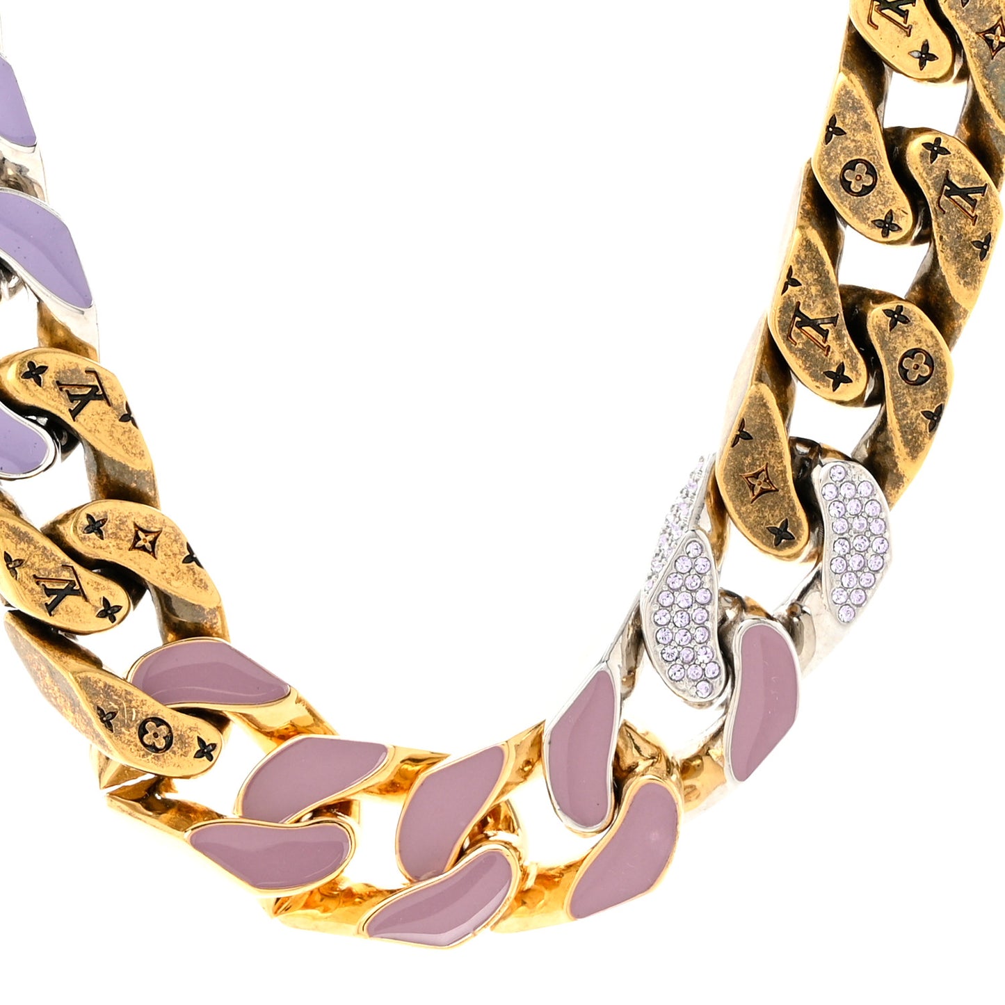 Metal Enamel Crystal Soapy Chain Necklace Silver Gold