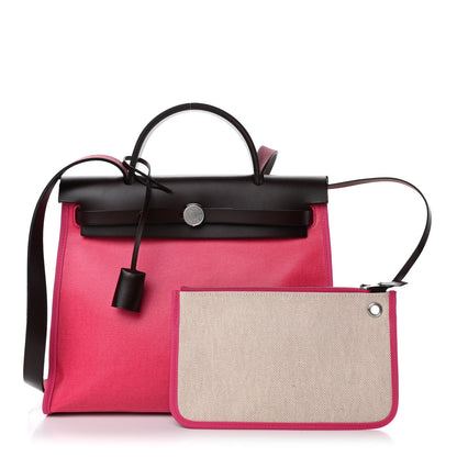 Hermes Toile H Berline Vache Hunter Herbag Zip 31 PM Rouge Sellier Rose Shocking 1 of 4