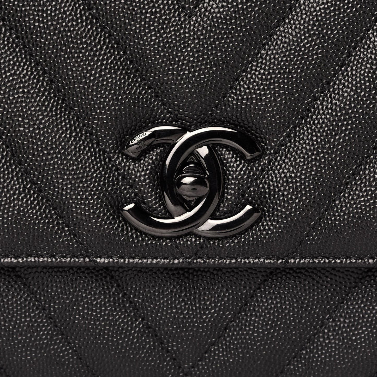 Caviar Chevron Quilted Small Coco Handle Flap So Black