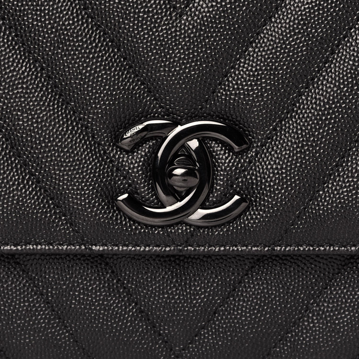 Chanel Caviar Chevron Quilted Small Coco Handle Flap So Black 8 of 13