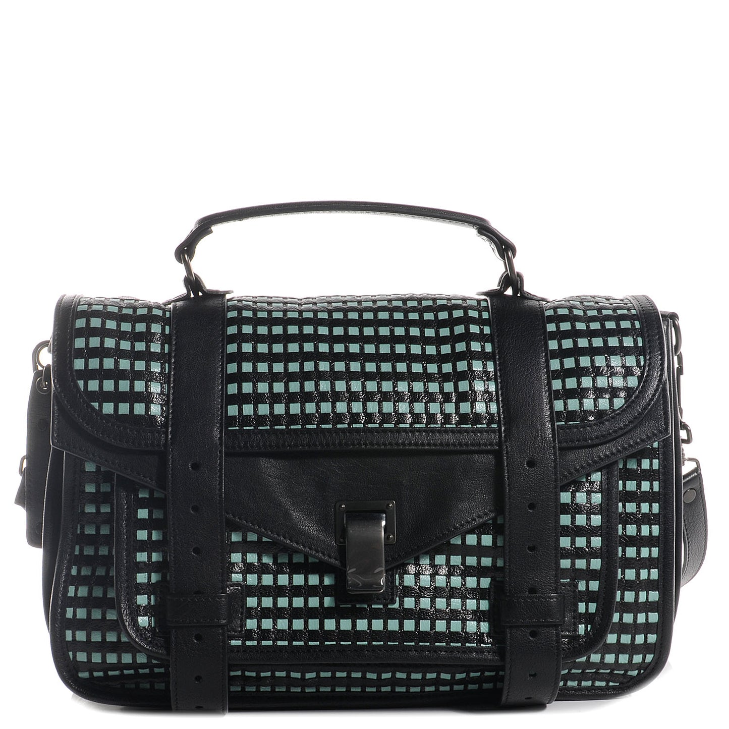 Woven Leather PS1 Medium Satchel Black
