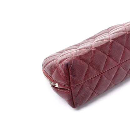Chanel Caviar Quilted Cosmetic Case Burgundy 7 of 12