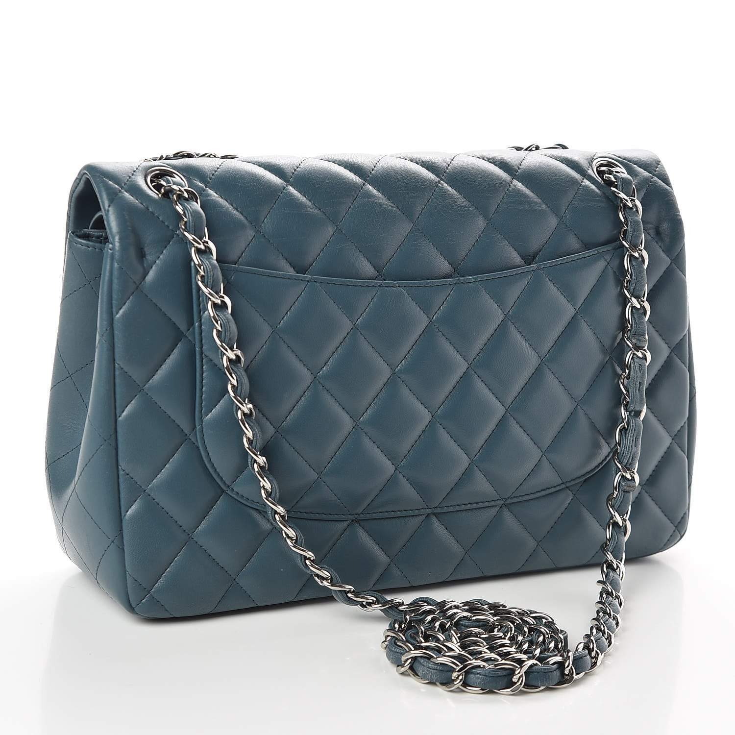 Chanel Lambskin Quilted Jumbo Double Flap Light Blue 2 of 11
