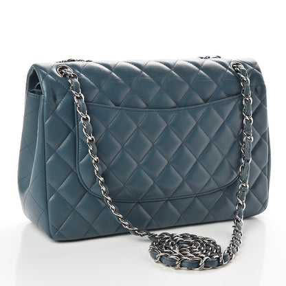 Chanel Lambskin Quilted Jumbo Double Flap Light Blue 2 of 11