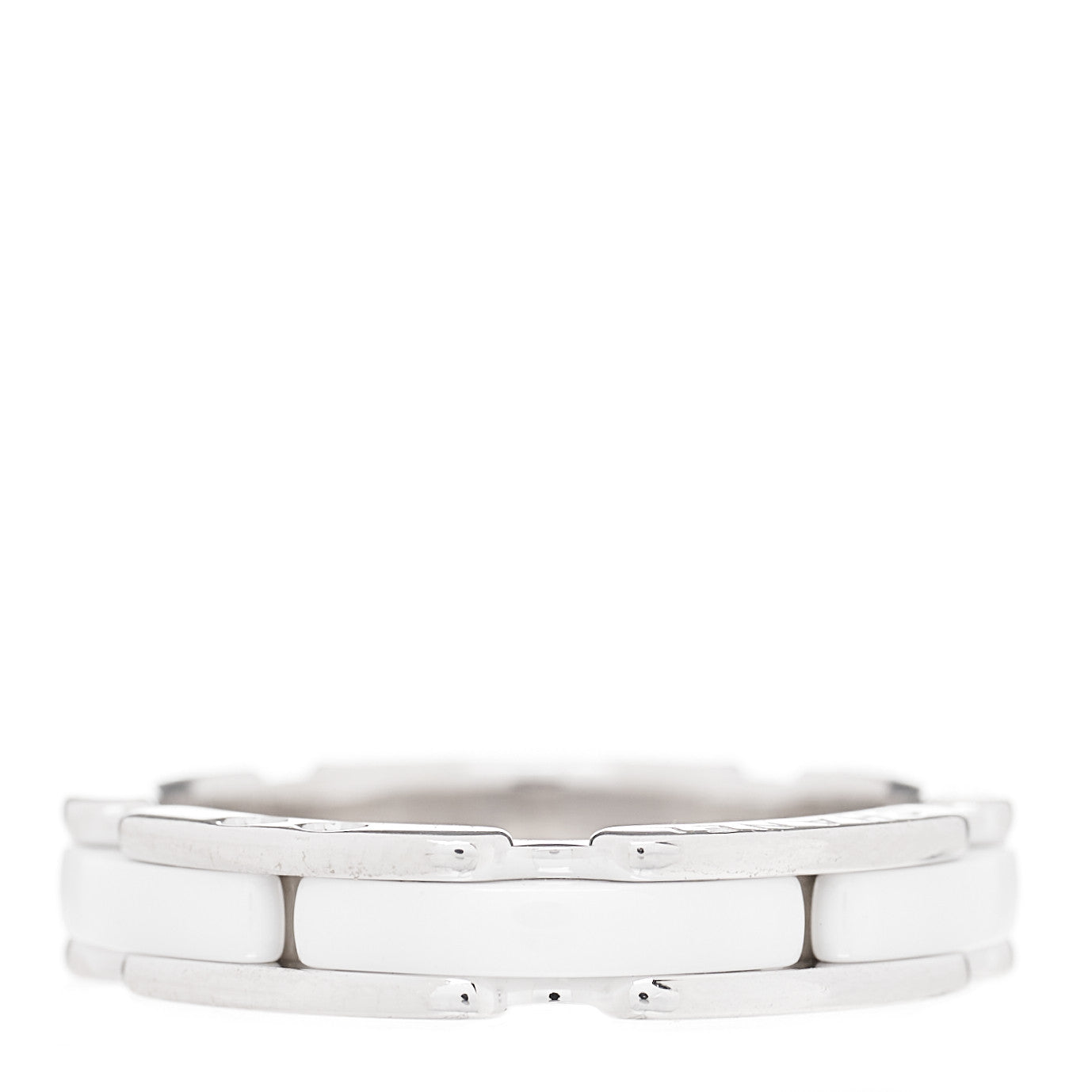 Chanel 18K White Gold Ceramic Small Ultra Ring White 50 5.25 1 of 6