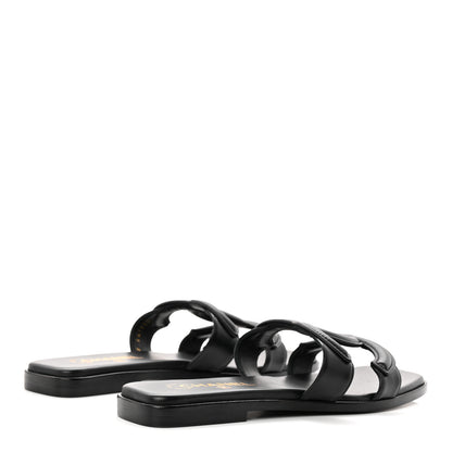 Chanel Lambskin CC Cut Out Mules Sandals 38 Black 5 of 9